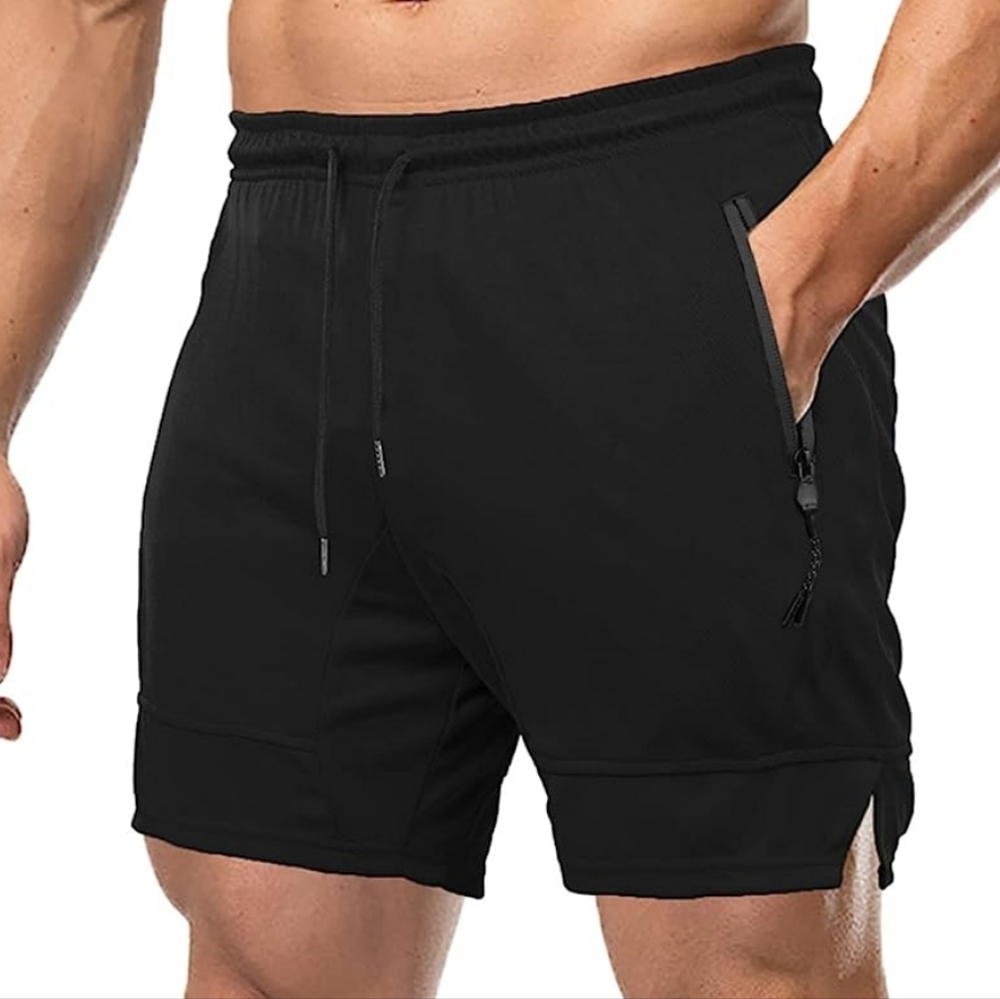 Men's Casual Athletic Shorts Gym Shorts Workout Shorts with Zipper Pockets